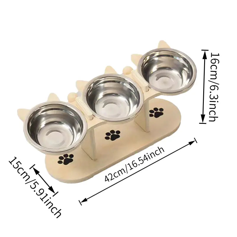 Adjustable Elevated Cat Feeder with Steel Bowls