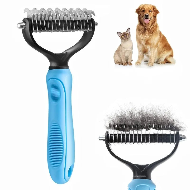 2-Sided Dog Deshedding Undercoat Rake