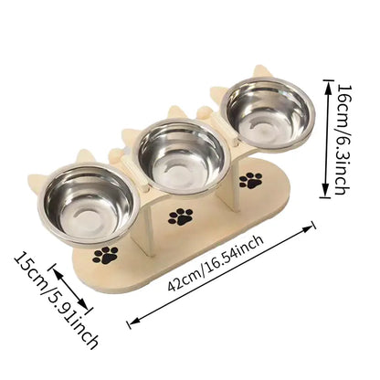 Adjustable Elevated Cat Feeder with Steel Bowls