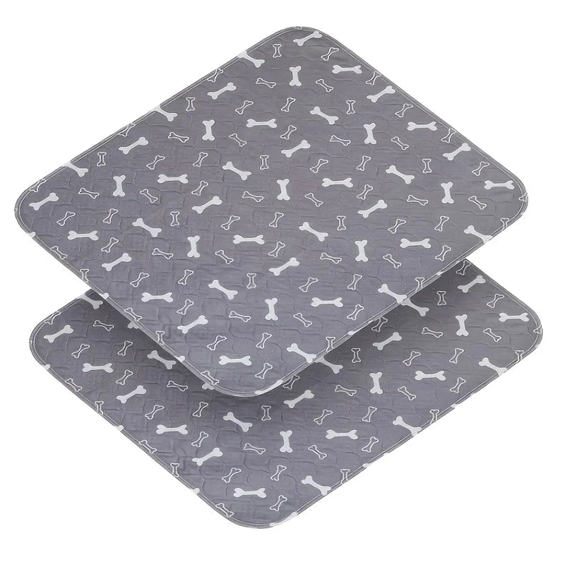 Washable Dog Pee Pads, 2 Pieces 18Inchx24Inch / 34Inch X 36Inch Reusable Puppy Pee Pads, Absorbent Pee Pads with Bone Print, Non-Slip Waterproof Pet Training Pads, Suitable for Sofas, Hardwood Floors