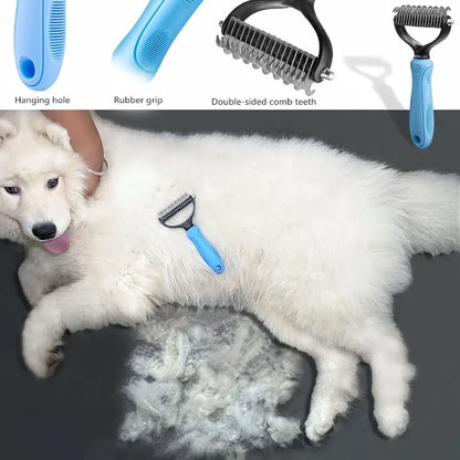 2-Sided Dog Deshedding Undercoat Rake