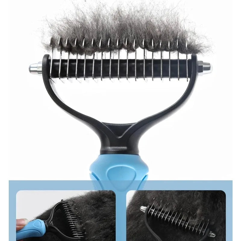 2-Sided Dog Deshedding Undercoat Rake