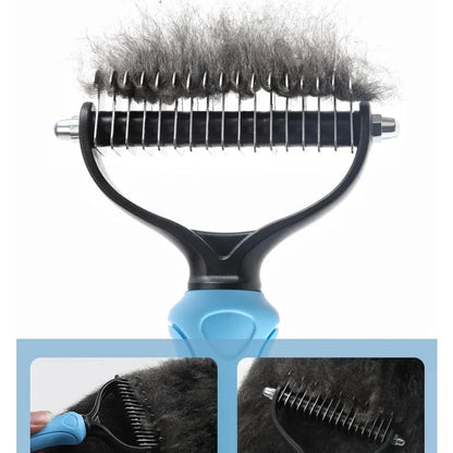 2-Sided Dog Deshedding Undercoat Rake