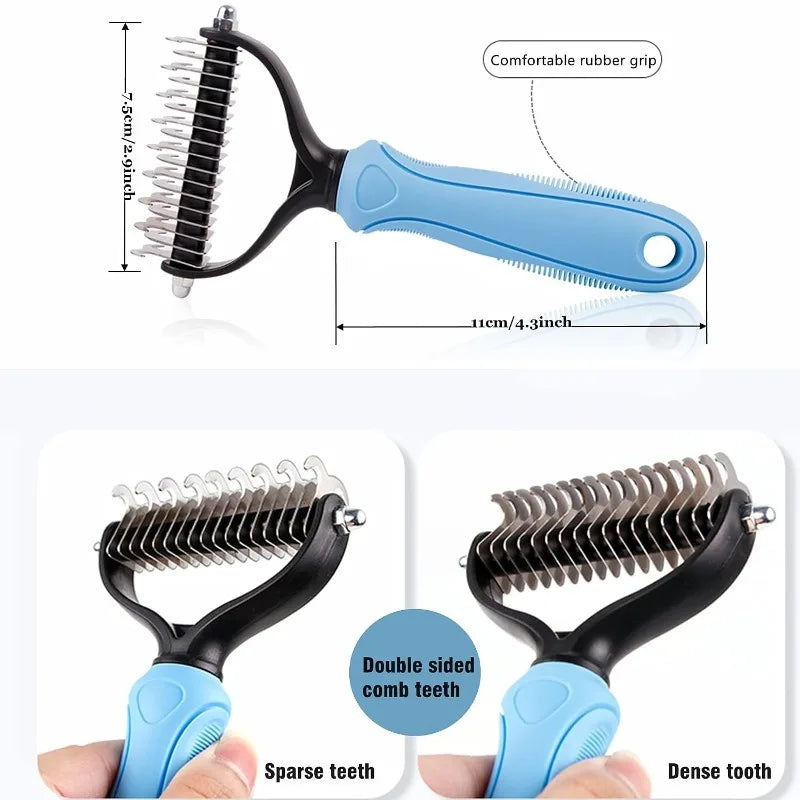 2-Sided Dog Deshedding Undercoat Rake